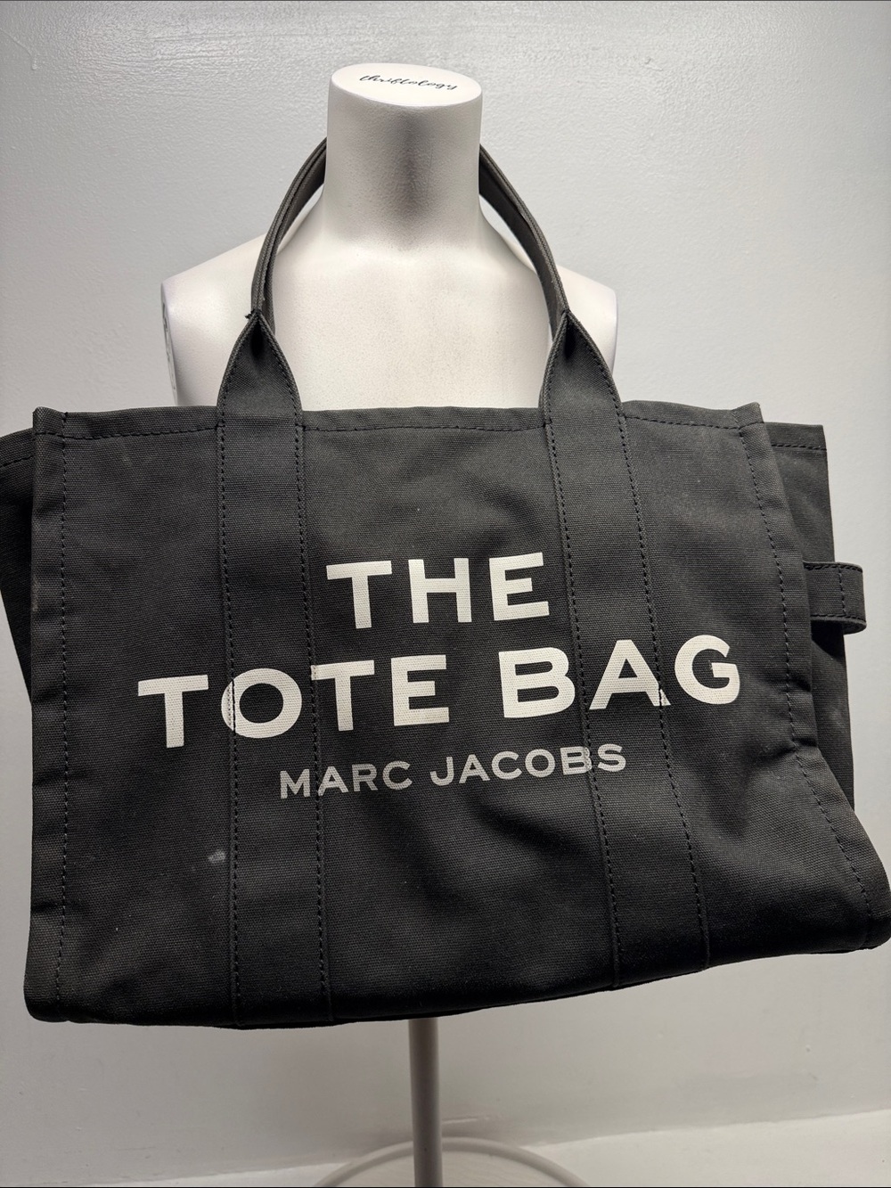 Marc Jacobs The Tote Bag Canvas Purse Carryall Travel Black White Large